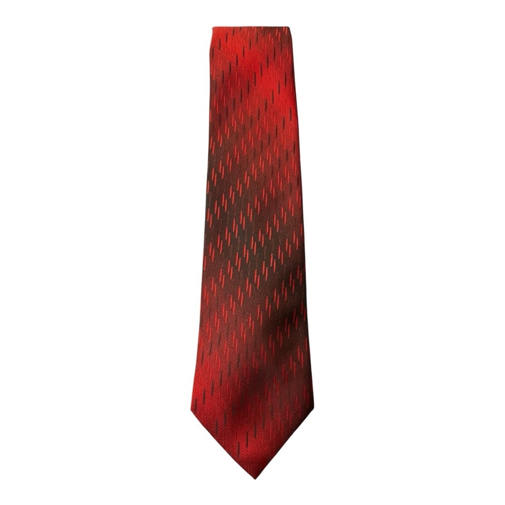 David Taylor Red Black Abstract Pattern Men's Neck Tie 100% Polyester Classic